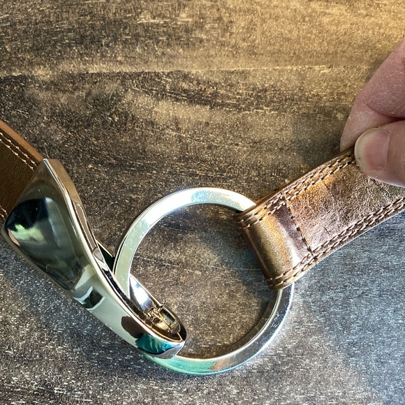 WCM New York Womens Bronze‎ Belt S Silver Circle Hook Buckle Adjustable - Picture 2 of 8
